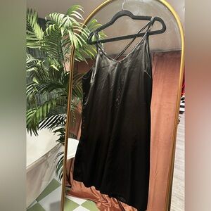 Elegant Black Satin Slip Dress